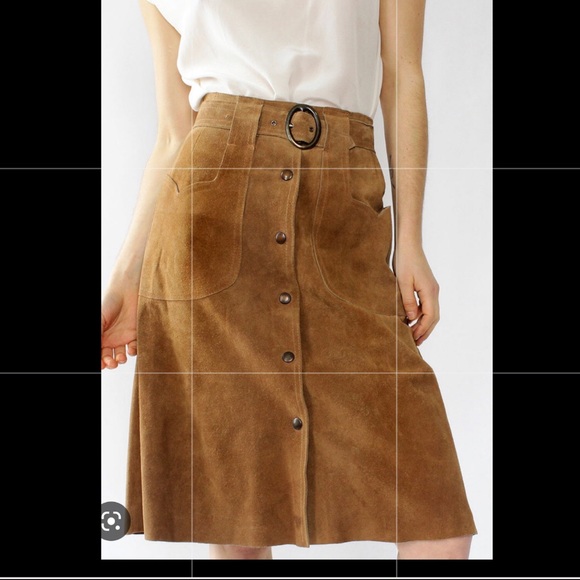Vintage genuine suede a line midi skirt - Picture 5 of 7